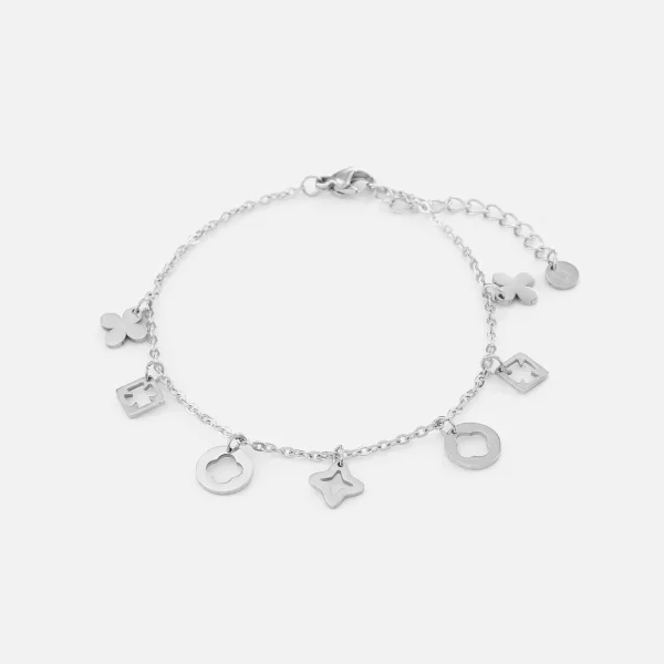 Armband bloesem bedeltjes zilver