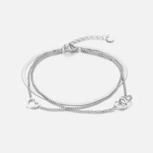 Armband drielaags hart zilver