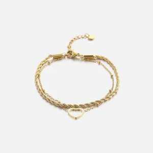 Armband gedraaid hartje goud