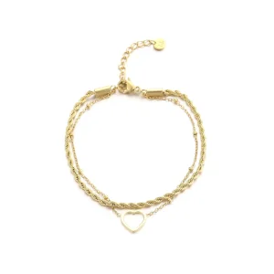 Armband gedraaid hartje goud