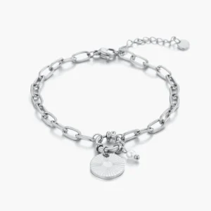 Armband munt en parel zilver