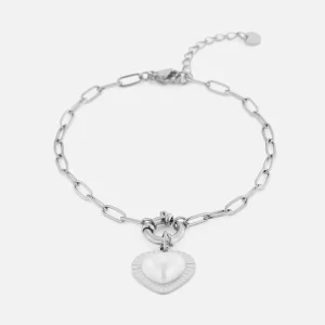 Armband parel hart zilver