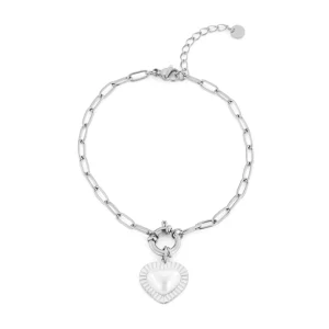 Armband parel hart zilver