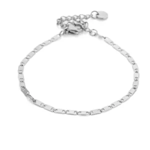 Armband platte schakel zilver