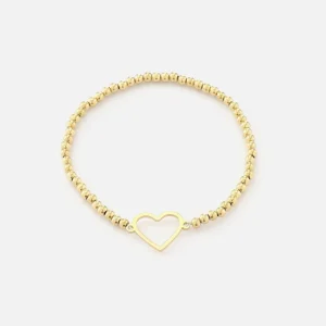 Armband stretch open hartje goud