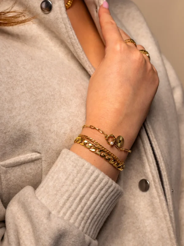 Chunky armband dubbel goud