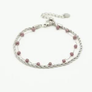 Dubbele armband paars zilver