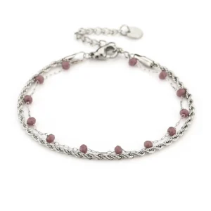 Dubbele armband paars zilver