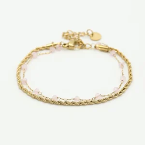 Dubbele armband roze goud
