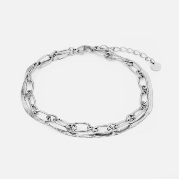 DYO Armband tweelaags plat zilver