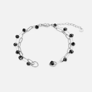 DYO Premium tweelaags armband zwart zilver