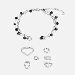 DYO Premium tweelaags armband zwart zilver