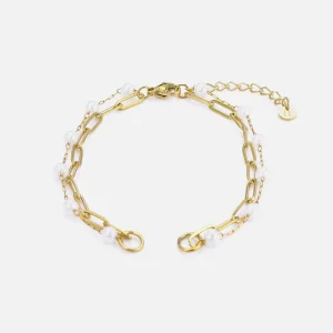 DYO Premium tweelaags parel armband goud