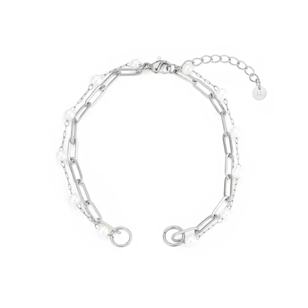 DYO Premium tweelaags parel armband zilver