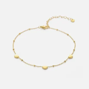 Enkelband drie bollen hartjes goud