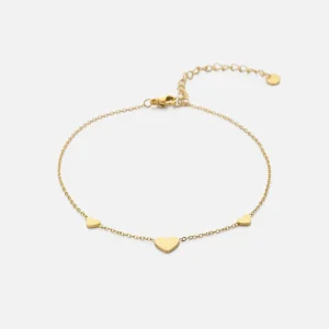 Enkelband drie hartjes goud