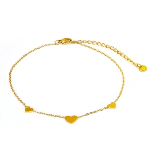 Enkelband drie hartjes goud