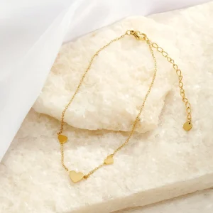 Enkelband drie hartjes goud