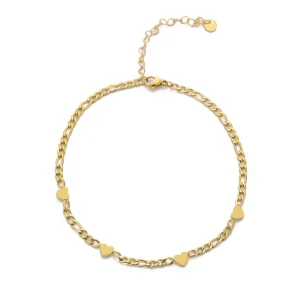 Enkelband figaro hartjes goud
