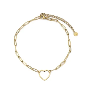 Enkelband grote hart goud