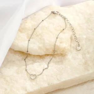 Enkelband hartje zilver