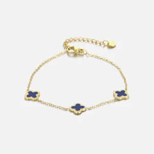 Enkelband klaver goud/blauw