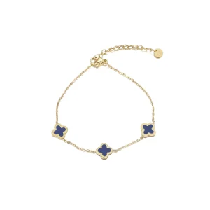 Enkelband klaver goud/blauw