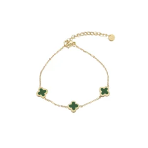 Enkelband klaver goud/groen