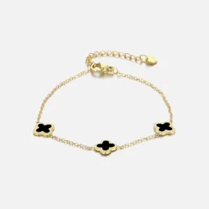 Enkelband klaver goud/zwart