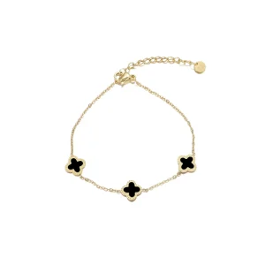 Enkelband klaver goud/zwart