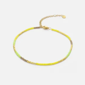 Enkelband kralen geel/goud