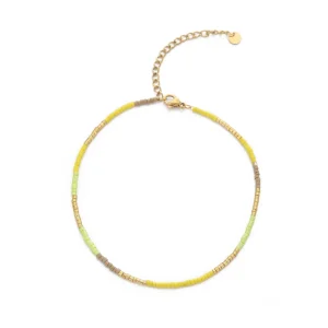 Enkelband kralen geel/goud