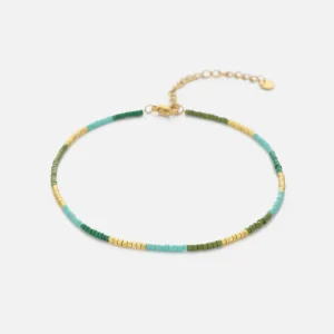 Enkelband kralen groen/goud
