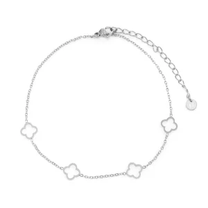 Enkelband open klaver zilver