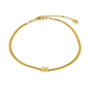 Enkelband plat vlinder goud