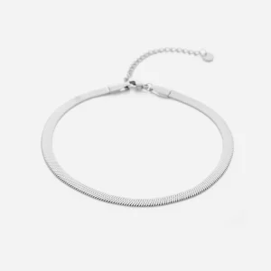 Enkelband platte schakel 4mm zilver