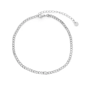 Enkelband schakel steentje zilver