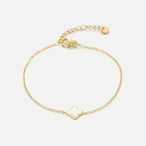 Enkelband single klaver goud/wit