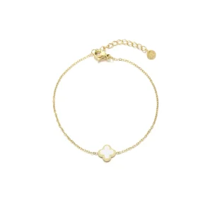 Enkelband single klaver goud/wit