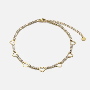 Enkelband steentjes & hartjes goud
