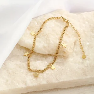 Enkelband sterretjes goud