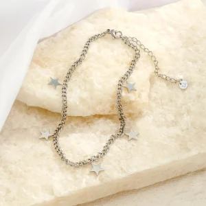 Enkelband sterretjes zilver
