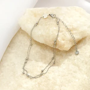 Enkelband tweelaags balletjes zilver