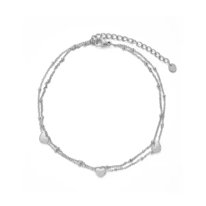 Enkelband tweelaags drie hartjes zilver