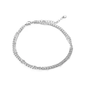 Enkelband tweelaags schakel zilver