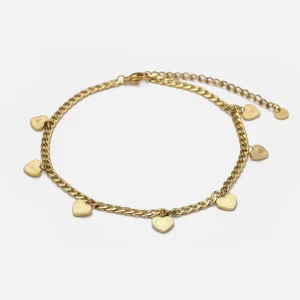 Enkelband zeven hartjes goud