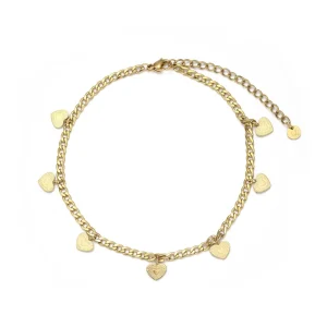 Enkelband zeven hartjes goud