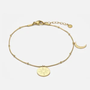 Enkelband zon & maan goud