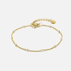 Fijne bolletjes armband goud/wit