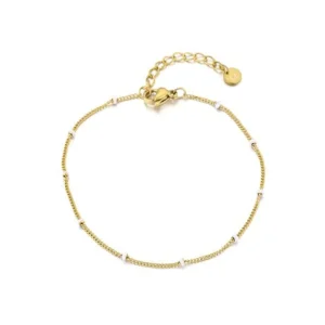 Fijne bolletjes armband goud/wit